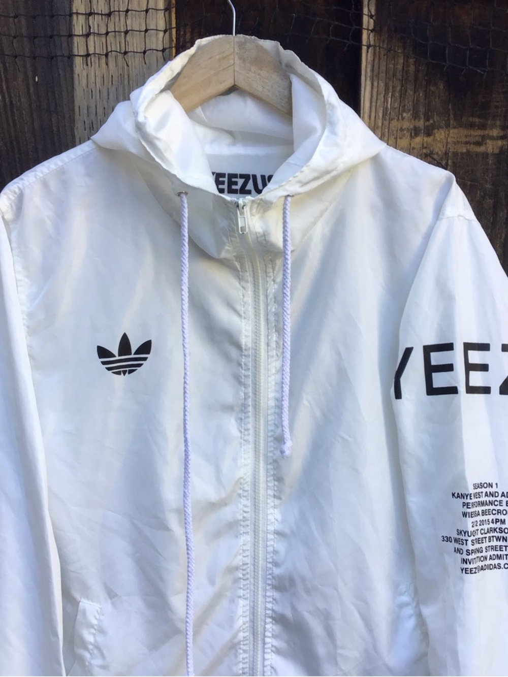 Adidas Yeezy Yeezus Tour Season 1 Windbreaker Jacket White Hooded Size M L - Picture 2 of 7